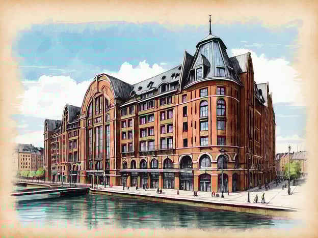 Das Bild zeigt ein beeindruckendes rotes Backsteingebäude, das an die Architektur in der Speicherstadt in Hamburg erinnert. Möglicherweise handelt es sich um eines der historischen Lagerhäuser, die für den Handel und die Lagerung von Gütern genutzt wurden. Solche Gebäude sind typisch für die Speicherstadt, die aufgrund ihrer einzigartigen Architektur und ihrer Kanäle ein UNESCO-Weltkulturerbe ist.In der Nähe könnte auch die Hafencity zu sehen sein, die für moderne Architektur und neue Stadtentwicklungen bekannt ist. Die Kombination aus historischer und zeitgenössischer Architektur macht diesen Bereich von Hamburg besonders attraktiv für Touristen und Besucher.