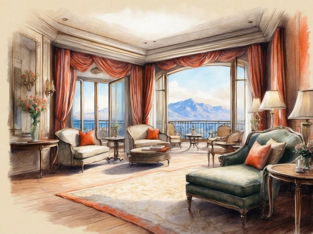 Auf dem Bild ist ein elegantes Wohnzimmer zu sehen, das durch große Fenster viel Tageslicht erhält. Der Raum hat einen luxuriösen Stil mit geschmackvoller Einrichtung, darunter bequeme Sessel und Sofas in sanften Farben sowie dekorative Vorhänge. Der Blick aus dem Fenster zeigt eine beeindruckende natürliche Landschaft mit Bergen im Hintergrund, was dem Raum eine einladende und entspannende Atmosphäre verleiht.
Die Casa Andina Premium Miraflores ist ein bekanntes Hotel in Lima, Peru, das für seine Kombination aus traditioneller peruanischer Gastfreundschaft und modernem Komfort bekannt ist. Das Hotel bietet stilvolle Zimmer und Suiten, die meist mit herrlichen Ausblicken ausgestattet sind, sowie Annehmlichkeiten wie ein Restaurant, ein Fitnesscenter und ein Spa. Es liegt in einem lebhaften Viertel, das reich an Kultur und Freizeitmöglichkeiten ist, wodurch es ideal für Geschäfts- und Urlaubsreisende ist.