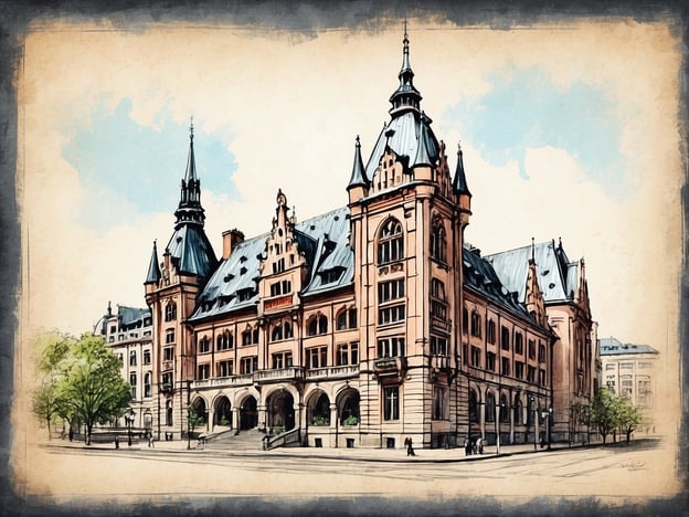 Auf dem Bild ist ein Gebäude zu sehen, das stark an das Hamburger Rathaus erinnert. Dieses monumentalistische Bauwerk ist im neugotischen Stil gehalten und trägt charakteristische Merkmale, wie die markanten Türme und die reichverzierte Fassade.Das Hamburger Rathaus wurde zwischen 1886 und 1897 erbaut und dient als Sitz der hamburgischen Bürgerschaft sowie der Hamburger Regierung. Es ist bekannt für seine beeindruckende Architektur und die zahlreichen Kunstwerke im Innenraum. Das Rathaus ist nicht nur ein Verwaltungsgebäude, sondern auch ein Symbol für die Stadt Hamburg, das ihre lange Geschichte und ihre politische Bedeutung verkörpert.Die Kombination aus historischer Bedeutung und architektonischer Pracht macht das Hamburger Rathaus zu einem wichtigen Wahrzeichen der Stadt.