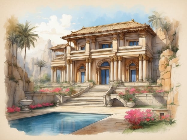 Auf dem Bild ist ein majestätisches, architektonisch eindrucksvolles Gebäude zu sehen, das an die eleganten Villen erinnert, die man im Angkor Resort finden könnte. Diese Struktur hat große Säulen, eine beeindruckende Treppe und große Fenster, die viel Licht hereinlassen. Um das Gebäude herum sieht man üppige Pflanzen und Blumen, die die Schönheit der Umgebung betonen und eine einladende Atmosphäre schaffen.Das Angkor Resort ist bekannt für seine harmonische Verbindung von Kultur, Natur und luxuriösem Design, und das Bild vermittelt das Gefühl eines idyllischen Rückzugsortes, der Ruhe und Erholung bietet, umgeben von der atemberaubenden Landschaft Kambodschas.