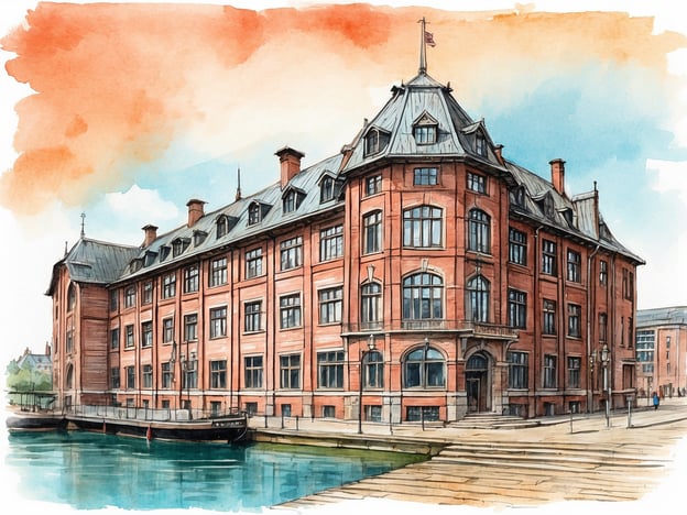 Auf dem Bild ist ein beeindruckendes historisches Gebäude zu sehen, das in einem auffälligen roten Ziegelstil errichtet wurde. Das Gebäude hat eine markante Dachkonstruktion mit mehreren Giebeln und Fenstern, die einen charmanten Charakter verleihen. Es befindet sich am Ufer eines Gewässers, was auf eine mögliche Anbindung an den Handel oder die Industrie hinweisen könnte.Die Geschichte des Museums könnte sich auf die Nutzung des Gebäudes hinweisen; möglicherweise wurde es einst als Lagerhaus oder für kommerzielle Zwecke verwendet, bevor es in ein Museum umgewandelt wurde. Solche Gebäude sind oft Zeugen der architektonischen Entwicklung einer Stadt und tragen zur kulturellen Identität bei. In vielen Fällen beherbergen sie heute Sammlungen von Kunst, Geschichte oder Natur, die für Besucher von Interesse sind.