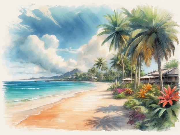 Auf dem Bild sieht man eine malerische Küstenlandschaft mit einem schönen Strand, Palmen und einer Hintergrundkulisse von Bergen und Wolken. Diese Szenerie könnte typisch für die thailändischen Inseln Koh Samui oder Koh Phangan sein.**Überblick über Koh Samui und Koh Phangan:****Koh Samui** ist bekannt für ihre traumhaften Strände, luxuriösen Resorts und ein lebhaftes Nachtleben. Zu den Hauptattraktionen gehören der Big Buddha, die aufregenden Strandpartys und zahlreiche Wassersportmöglichkeiten. Die Insel zieht sowohl Touristen, die Entspannung suchen, als auch solche, die Abenteuer erleben wollen, an.**Koh Phangan** hingegen ist berühmt für seine Full Moon Parties, die immer eine große Menschenmenge anziehen. Die Insel bietet auch unberührte Strände, wundervolle Natur und ruhige Rückzugsorte für Reisende, die eine entspannende Atmosphäre suchen. Beide Inseln sind durch regelmäßige Fährverbindungen gut miteinander verbunden und bieten eine Vielzahl von Aktivitäten für jeden Geschmack.