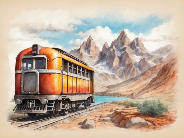 Auf dem Bild ist eine orangefarbene Lokomotive zu sehen, die an malerischen Bergen vorbeifährt. Diese Szenerie lädt zu verschiedenen Aktivitäten ein:1. **Eisenbahnreisen**: Die Fahrt mit dem Zug durch diese beeindruckende Landschaft könnte ein unvergessliches Erlebnis sein, bei dem man die Natur bestaunen kann.2. **Wandern**: Die majestätischen Berge im Hintergrund bieten zahlreiche Wanderwege, ideal für Abenteuerlustige, die die Ruhe der Natur genießen möchten.3. **Fotografie**: Die spektakuläre Kulisse wäre ein perfekter Ort für Fotografien, um die Schönheit der Landschaft und die Farben des Zuges einzufangen.4. **Picknicks**: An dem ruhigen Gewässer in der Nähe könnte man ein entspanntes Picknick mit Freunden oder Familie genießen, während man den Blick auf die Berge und den Zug richtet.Alles in allem schafft das Bild eine einladende Atmosphäre für Erkundung und Erholung in der Natur.