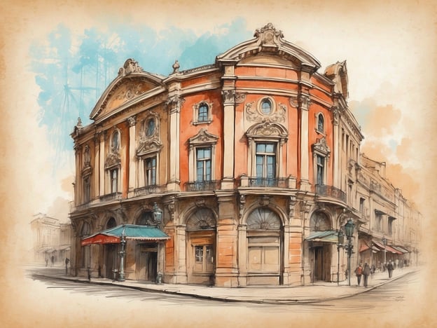 Auf dem Bild ist ein beeindruckendes historisches Gebäude zu sehen, das architektonische Elemente des Barock oder Neo-Barock aufweist. Solche Gebäude sind oft kulturelle Highlights in Städten.Entlang einer typischen Route, die an solchen Bauwerken vorbei führt, könnten folgende kulturelle Highlights entdeckt werden:1. **Theater**: Viele dieser eindrucksvollen Gebäude sind ehemalige oder aktuelle Theater, die eine zentrale Rolle im kulturellen Leben der Stadt spielen.2. **Museen**: In der Nähe befinden sich häufig Museen, die lokale Kunst und Geschichte präsentieren.3. **Kunstviertel**: Oftmals gibt es in der Nähe belebte Viertel, in denen Galerien, Straßenkunst und lokale Kunsthandwerker zu finden sind.4. **Plätze**: Historische Plätze, umgeben von Cafés und Restaurants, laden dazu ein, das Ambiente zu genießen und das Stadtleben zu beobachten.5. **Veranstaltungen**: In diesen kulturellen Zentren finden regelmäßig Veranstaltungen wie Konzerte, Aufführungen oder Kunstausstellungen statt.Eine solche Route bietet die Möglichkeit, die kulturelle Vielfalt und das Erbe der Stadt zu erleben.