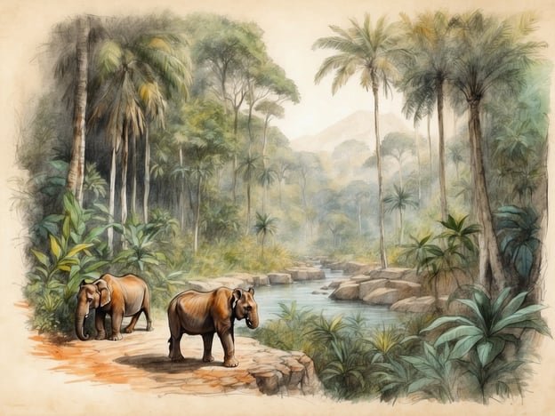 Auf dem Bild sind zwei Elefanten in einer üppigen, tropischen Landschaft zu sehen, umgeben von hohen Palmen und einem ruhigen Wasserlauf im Hintergrund. Diese Szenerie erinnert an die üppige Natur des Amazonasgebiets.Wenn Sie die **besten Routen für Amazonas-Kreuzfahrten** erkunden möchten, könnten Sie folgende Optionen in Betracht ziehen:1. **Manaus - Rio Negro**: Diese Route bietet faszinierende Einblicke in die lokale Flora und Fauna und führt Sie zu den beeindruckenden Begegnungen mit den Rio Negro und dem Amazonasfluss.2. **Amazonas-Delta**: Eine Kreuzfahrt durch das Amazonas-Delta ermöglicht es Ihnen, die uneingeschränkte Schönheit der subtropischen Landschaft zu erleben und verschiedene Tierarten zu beobachten.3. **Súda Amazonas Routes**: Diese Routen führen zu weniger touristischen, aber ebenso beeindruckenden Gebieten des Amazonas, wo Sie die authentische Kultur und die unberührte Natur genießen können.Jede dieser Routen bietet ein einzigartiges Erlebnis und die Gelegenheit, die Tierwelt und das Ökosystem des Amazonas hautnah zu erleben.