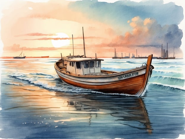 Auf dem Bild ist ein Boot zu sehen, das über das Wasser fährt, während die Sonne im Hintergrund untergeht. Diese Szene könnte mit verschiedenen Aktivitäten und Freizeitmöglichkeiten verbunden sein, wie zum Beispiel:1. **Bootfahren**: Man kann mit Freunden oder der Familie einen entspannten Tag auf dem Wasser verbringen.2. **Angeln**: Das Boot könnte auch für Angeltrips genutzt werden, ideal für Naturliebhaber.3. **Sightseeing**: Eine Bootsfahrt bietet die Möglichkeit, die Landschaft vom Wasser aus zu genießen.4. **Wassersport**: Aktivitäten wie Kajakfahren oder Stand-Up-Paddling sind ebenfalls in solchen Gewässern beliebt.5. **Picknicken am Wasser**: Nach einer Bootsfahrten könnte man am Ufer ein Picknick machen und die Aussicht genießen.Die ruhige Atmosphäre des Sonnenuntergangs lädt zudem zur Entspannung und zum Genießen der Natur ein.