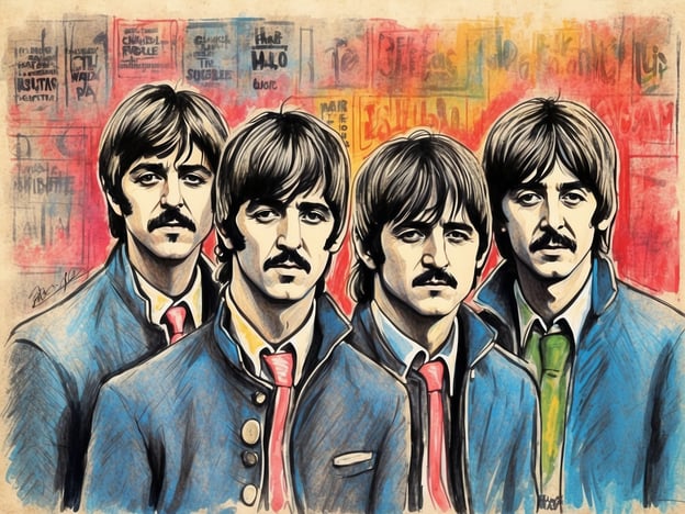 Auf dem Bild sind vier Männer zu sehen, die in klassischen 1960er-Jahre-Outfits mit Anzügen und Krawatten posieren. Ihre Frisuren und das Gesamtbild erinnern stark an die ikonische Band The Beatles, die eine bedeutende Rolle in der Musikgeschichte spielte.Die Entstehung des Beatles-Platzes in Hamburg, wo die Gruppe in ihren frühen Jahren oft auftrat, ist ein wichtiger Teil ihrer Geschichte. Dort begannen sie, sich in der Musikszene einen Namen zu machen und entwickelten ihren charakteristischen Stil, der die Musik der 1960er Jahre nachhaltig prägte.