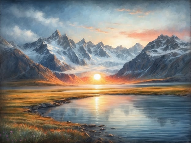 Auf dem Bild könnte eine majestätische Landschaft mit hohen Bergen und einem ruhigen Gewässer zu sehen sein. Solche Szenen erinnern an Erlebnisse auf einer Nordkap-Kreuzfahrt, wo man oft den atemberaubenden Sonnenuntergang über den Fjorden beobachten kann.Die unberührte Natur, umgeben von schneebedeckten Gipfeln, vermittelt ein Gefühl von Freiheit und Abenteuer. Während einer solchen Kreuzfahrt könnte man an Deck stehen, den frischen Wind spüren und den spektakulären Ausblick genießen, während die Sonne langsam hinter den Bergen versinkt. Diese Momente sind voller Ruhe und Schönheit, die man mit anderen Reisenden teilen kann, während man das sanfte Plätschern des Wassers hört.Die Farben des Himmels, die sich im Wasser spiegeln, schaffen eine romantische und friedliche Atmosphäre, die viele Reisende als unvergesslich empfinden.