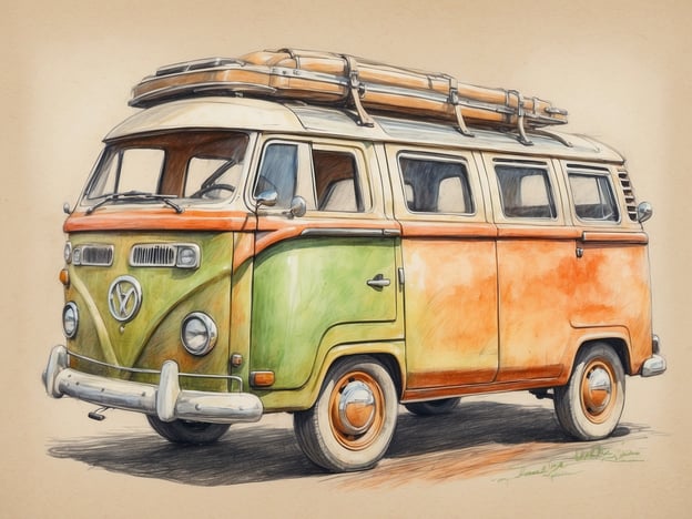 Auf dem Bild ist ein klassischer VW-Bus zu sehen, der oft mit Abenteuern und Reisen in Verbindung gebracht wird. Dieser Bus symbolisiert eine nachhaltige Lebensweise und die Nachfrage nach umweltfreundlicheren Transportmitteln.Moderne Versionen dieser Fahrzeuge legen großen Wert auf ökologische Materialien, geringere Emissionen und alternative Antriebe wie Elektromotoren. Die Wiederverwendung und Restaurierung von Oldtimern, wie diesem VW-Bus, fördert zudem die Nachhaltigkeit, da Materialien geschont und Abfall reduziert werden.Zusätzlich könnte der Bus auch für umweltbewusste Reisen stehen, etwa Campingreisen in der Natur, die den Respekt vor der Umwelt und einen sanften Tourismus betonen.