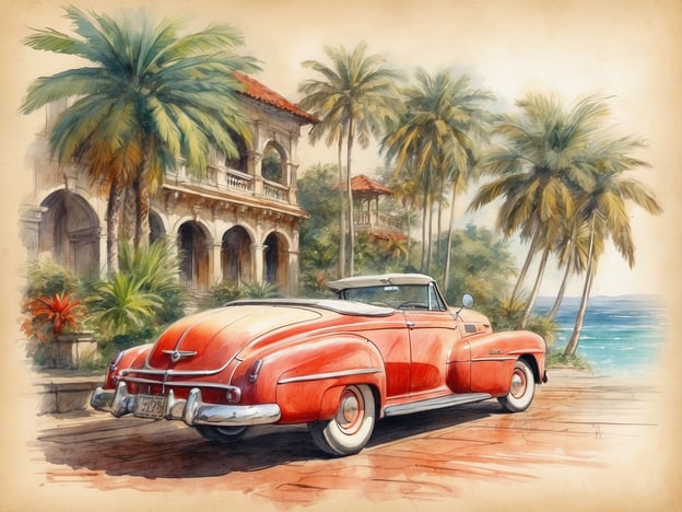 Auf dem Bild ist ein klassisches, rotes Cabriolet zu sehen, das vor einer malerischen Küstenlandschaft mit Palmen und einem historischen Gebäude steht.**Warum Kuba für eine Kreuzfahrt wählen?** Kuba bietet eine einzigartige Mischung aus atemberaubenden Landschaften, reicher Geschichte und kultureller Vielfalt. Die bunten Autos und die koloniale Architektur schaffen ein unvergleichliches Ambiente, während die freundlichen Einheimischen und die lebendige Musikszene den Aufenthalt zu einem unvergesslichen Erlebnis machen. Kreuzfahrten nach Kuba ermöglichen es, verschiedene Städte und Strände zu erkunden und gleichzeitig die exotische Atmosphäre der Karibik zu genießen.