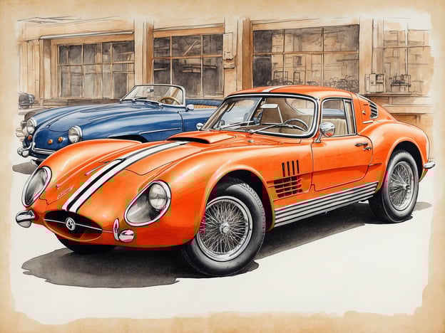 Auf dem Bild sind zwei klassische Sportwagen zu sehen, einer in auffälligem Orange mit Streifen und einer in Blau im Hintergrund. Diese Fahrzeuge repräsentieren die faszinierende Geschichte der Automobilentwicklung, ähnlich wie im Prototyp Automuseum, das sich der Bewahrung und Präsentation von einzigartigen Fahrzeugen widmet.Im Prototyp Automuseum werden viele verschiedene Modelle aus unterschiedlichen Epochen ausgestellt, die die Evolution des Designs, der Technik und der Leistung zeigen. Fahrzeuge wie der orange Wagen auf dem Bild könnten prototypische Modelle sein, die für ihre Zeit wegweisend waren und die Entwicklung sportlicher Automobile beeinflussten.Diese Art von Museen bietet nicht nur Einblick in die Geschichte, sondern auch in die Leidenschaft der Menschen, die hinter der Automobilindustrie stehen.