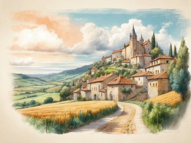 Auf dem Bild ist eine malerische toskanische Landschaft mit einem kleinen, charmanten Dorf auf einem Hügel zu sehen, umgeben von sanften Hügeln und Weizenfeldern. Diese Szenerie ist typisch für die Toskana.Eine Autoreise durch die Toskana bietet viele Vorteile:1. **Flexibilität**: Sie können Ihre Route und Ihren Zeitplan selbst bestimmen und anhalten, wo es Ihnen gefällt, um die Aussicht oder ein schönes Dorf zu genießen.2. **Entdeckung abgelegener Orte**: Mit dem Auto erreichen Sie auch weniger besuchte, charmante Dörfer und versteckte Juwelen der Region, die oft nicht in Reiseführern stehen.3. **Landschaft genießen**: Die bezaubernde Landschaft der Toskana lässt sich am besten aus einem Auto heraus erleben, während Sie durch die sanften Hügel und Weinberge fahren.4. **Kulinarische Erlebnisse**: Sie können unterwegs lokale Weingüter und Restaurants erkunden, die authentische toskanische Küche anbieten.5. **Reisegeschwindigkeit**: Sie können die Geschwindigkeit Ihrer Reise selbst bestimmen, sei es, um viele Orte zu besuchen oder sich Zeit zu lassen und die Umgebung zu genießen.Diese Aspekte machen eine Autoreise durch die Toskana zu einem unvergesslichen Erlebnis.