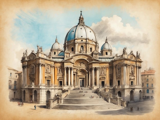 Auf dem Bild ist eine beeindruckende architektonische Struktur zu sehen, die an die grandiose Kirche von Florenz, den Dom Santa Maria del Fiore (auch bekannt als Florenzer Dom), erinnert. Diese Kathedrale ist ein Meisterwerk der Renaissancearchitektur und wurde im 13. Jahrhundert begonnen. Sie ist besonders berühmt für ihre große Kuppel, die von Filippo Brunelleschi entworfen wurde und als eines der größten architektonischen Wunder der damaligen Zeit gilt.Florenz, das als Wiege der Renaissance gilt, spielte eine zentrale Rolle bei der Entwicklung von Kunst und Architektur. Die Stadt war Heimat vieler berühmter Künstler wie Michelangelo, Botticelli und Leonardo da Vinci, die alle dazu beitrugen, die kulturelle Blütezeit in Italien zu fördern. Der Dom ist nicht nur ein religiöses Zentrum, sondern auch ein Symbol für den Reichtum und die Macht der Stadt während ihrer Glanzzeit.Die majestätischen Stufen und die sorgfältigen Details der Fassade reflektieren das künstlerische Erbe und die handwerkliche Fertigung, die Florenz berühmt machten. Die Stadt zieht bis heute Millionen von Touristen an, die die reiche Geschichte und Kultur erleben möchten.