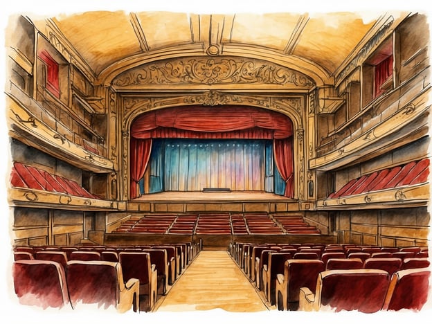 Auf dem Bild ist das Innere eines Theaters zu sehen, das mit roten Vorhängen und elegantem Holzdesign ausgestattet ist. Diese Szenerie erinnert an die Geschichte von Schmidt Theater, das für seine vielfältigen Inszenierungen und die Verbindung zu Schmidts Tivoli bekannt ist.Das Schmidt Theater, gegründet in Hamburg, ist ein wichtiger Teil der Theaterszene und bietet Kabarett und Musicals. Schmidts Tivoli, ebenfalls in Hamburg, ist sein Schwesterhaus und bekannt für Unterhaltung in Form von Show- und Varieté-Programmen. Beide Einrichtungen zeichnen sich durch ihre kreative Atmosphäre und ihr Engagement für hochwertiges Theater aus. Diese Traditionen werden durch das stilvolle und einladende Ambiente, das auf dem Bild zu sehen ist, symbolisiert.