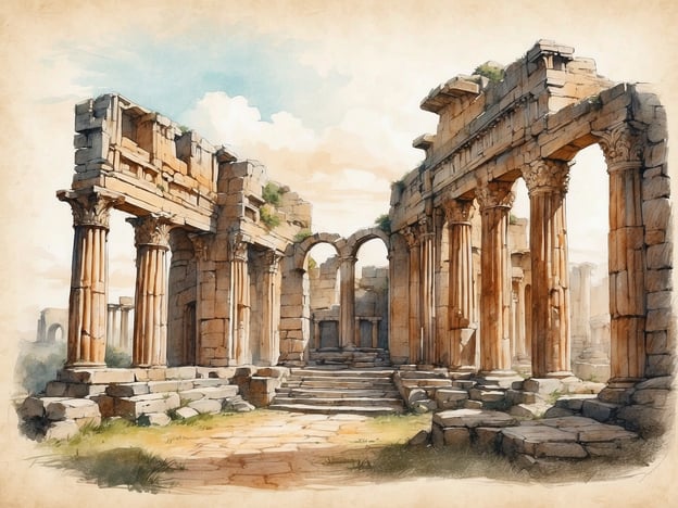 Auf dem Bild sind Ruinen zu sehen, die an die architektonische Pracht der römischen Antike erinnern. Diese Überreste könnten Teil eines Tempels, einesForums oder eines anderen bedeutenden Gebäudes sein, das im alten Rom errichtet wurde.Die Geschichte Roms ist geprägt von beeindruckenden Bauwerken, die sowohl für religiöse als auch für öffentliche Zwecke genutzt wurden. Die Säulen und Bögen, die im Bild sichtbar sind, spiegeln den klassischen römischen Baustil wider, der durch seine Monumentalität und Eleganz charakterisiert ist. Solche Strukturen waren nicht nur funktional, sondern auch ein Ausdruck der Macht und des Einflusses des Römischen Reiches.Mit dem Verfall dieser Bauwerke geht oft auch der Verlust der kulturellen Identität und des Geschichtsbewusstseins einher, was die Bedeutung von archäologischen Stätten unterstreicht, um das Erbe der alten Zivilisationen zu bewahren.