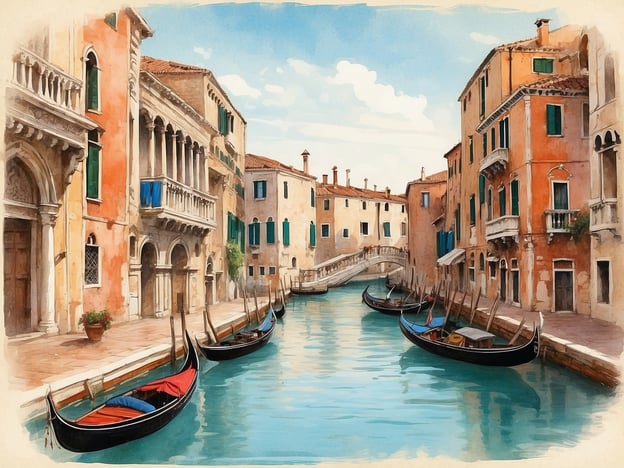 Auf dem Bild sind malerische Wasserkanäle und historische Gebäude zu sehen, die typisch für die Region Venetien sind, insbesondere für Venedig. Venedig hat eine bedeutende historische Rolle als Handelszentrum und kultureller Knotenpunkt gehabt. Im Mittelalter und der Renaissance war die Stadt ein wichtiges Hafen- und Handelszentrum für den Austausch zwischen Ost und West.Die Architektur, die in dem Bild sichtbar ist, spiegelt den Einfluss verschiedener Stile wider, darunter gotische und byzantinische Elemente, die zur kulturellen Vielfalt der Stadt beitragen. Die Gondeln auf dem Kanal sind nicht nur ein Symbol für Venedig, sondern auch Ausdruck der traditionellen Transportmethoden, die seit Jahrhunderten existieren. Die Stadt ist heute ein UNESCO-Weltkulturerbe und ein beliebtes Ziel für Touristen aus der ganzen Welt.