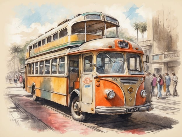 Auf dem Bild ist ein nostalgischer, zweistöckiger Bus zu sehen, der auf einer belebten Straße fährt. Solche Busse sind oft Teil des öffentlichen Nahverkehrs in Städten und bieten eine bequeme Möglichkeit, sich fortzubewegen.Man kann sich vorstellen, wie Menschen an den Haltestellen warten, um zur Arbeit, zur Schule oder zu Freizeitaktivitäten zu gelangen. Der Bus könnte eine beliebte Route bedienen, die einige der wichtigsten Sehenswürdigkeiten der Stadt verbindet. Die Atmosphäre ist lebhaft; Passanten schlendern vorbei, und vielleicht gibt es Stimmen, die sich über den Tag austauschen. Solche Szenen sind alltägliche Einblicke in das Stadtleben und verdeutlichen, wie wichtig der öffentliche Nahverkehr für die Mobilität der Menschen ist.