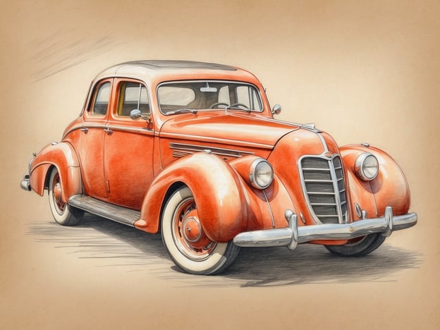 Auf dem Bild ist ein klassisches Auto zu sehen, das in einer orangefarbenen Farbe dargestellt ist. Die Karosserie hat geschwungene Linien und nostalgische Details, die auf eine frühere Epoche hinweisen. Es erinnert an die Designs aus der Mitte des 20. Jahrhunderts.
Wenn Sie nach dem perfekten Ferienhaus suchen, könnte ein Ort in der Nähe einer malerischen Straße oder eines Klassikertreffens eine tolle Ergänzung zu Ihrem Urlaub sein. Stellen Sie sich vor, Sie parken ein solches Auto vor Ihrem Ferienhaus und genießen die Atmosphäre einer entspannten Auszeit.