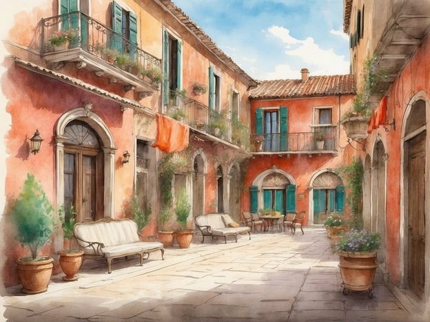 Auf dem Bild ist eine malerische Innenhofszene zu sehen, geprägt von warmen Farben und historischen Gebäuden. Der Innenhof ist mit Pflanzen und Sitzmöglichkeiten liebevoll gestaltet, was auf eine angenehme Atmosphäre hinweist.Wenn du nach den besten Familienhotels in Venetien suchst, könntest du einige Optionen in Städten wie Venedig oder Verona in Betracht ziehen. Dort gibt es familienfreundliche Unterkünfte, die oft kindgerechte Aktivitäten und Annehmlichkeiten bieten, ideal für einen unvergesslichen Aufenthalt mit der ganzen Familie.