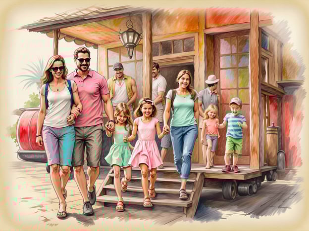 Auf dem Bild sind mehrere Familienmitglieder zu sehen, die fröhlich eine Treppe hinuntergehen. Die Gruppe besteht aus Erwachsenen und Kindern, die miteinander interagieren und eine gute Zeit haben. Die Atmosphäre wirkt entspannt und freundlich, was auf ein gemeinsames Erlebnis hindeutet.
Für Familien gibt es zahlreiche Angebote, die solch eine gemeinsame Zeit fördern können. Dazu gehören:
1. **Familienurlaub**: Viele Reiseziele bieten spezielle Familienpakete an, die Aktivitäten für alle Altersgruppen beinhalten.
2. **Freizeitparks**: Oftmals gibt es Familienkarten, die den Eintritt für mehrere Personen zu ermäßigten Preisen ermöglichen.
3. **Gemeinsame Workshops**: Sport- oder Bastelkurse, die auf Familien ausgerichtet sind, können eine tolle Möglichkeit sein, miteinander Zeit zu verbringen und Neues zu lernen.
4. **Familienausflüge**: Museen oder Naturparks bieten häufig Programme, die speziell für Familien angepasst sind.
Solche Angebote können helfen, gemeinsame Erlebnisse zu schaffen und die Bindung innerhalb der Familie zu stärken.