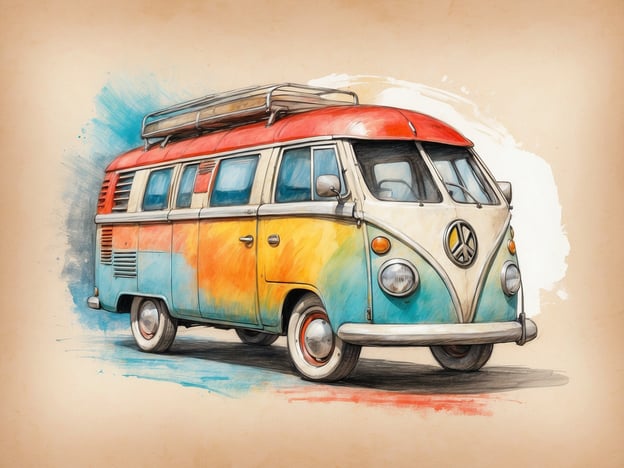 Auf dem Bild ist ein bunten VW-Bus zu sehen, der nostalgisch wirkt und oft mit Reisen und Abenteuer in Verbindung gebracht wird.Eine Reiseapotheke für Kleinkinder ist wichtig, weil sie bei Reisen unvorhergesehene Gesundheitsprobleme schnell und effektiv behandeln kann. Kleinkinder sind oft anfälliger für Krankheiten und Verletzungen, daher ist es entscheidend, grundlegende Medikamente wie Fiebermittel, Pflaster, Desinfektionsmittel und spezielle Präparate für Allergien oder Magenbeschwerden dabeizuhaben. Dies gibt Eltern Sicherheit und ermöglicht es, im Notfall schnell zu handeln, um die Gesundheit und das Wohlbefinden des Kindes während der Reise zu gewährleisten.