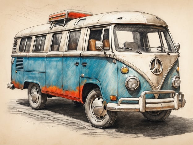 Auf dem Bild ist ein alter Volkswagen-Bus zu sehen, der in einem skizzenhaften Stil dargestellt ist.Eine Reiseapotheke ist während der Schwangerschaft wichtig, da schwangere Frauen oftmals gesundheitlich sensibler sind und auf unerwartete Beschwerden schnell reagieren müssen. Eine gut ausgestattete Reiseapotheke kann helfen, kleine Verletzungen, Übelkeit oder andere akute Probleme zu behandeln, ohne sofort einen Arzt aufsuchen zu müssen. Außerdem gibt es spezielle Medikamente und Produkte, die für schwangere Frauen geeignet sind und sicher angewendet werden können. Daher ist es ratsam, die Reiseapotheke vor Reisen gut zu planen.