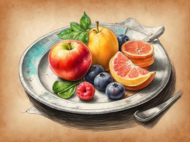 Auf dem Bild sind verschiedene Früchte zu sehen, darunter Äpfel, Birnen, Grapefruits, Heidelbeeren und Himbeeren, die auf einem Teller angeordnet sind.Hier sind einige Ernährungstipps und Hygienemaßnahmen für eine gesunde Reise:### Ernährungstipps:1. **Frisches Obst und Gemüse**: Achte darauf, frisches Obst und Gemüse in deinen Speiseplan einzubauen. Sie sind reich an Vitaminen, Mineralstoffen und Ballaststoffen.2. **Hydration**: Trinke ausreichend Wasser, um deinen Körper gut hydriert zu halten, besonders bei warmem Wetter oder während körperlicher Aktivitäten.3. **Gesunde Snacks**: Packe gesunde Snacks wie Nüsse, Trockenfrüchte oder Müsliriegel ein, um Heißhungerattacken zu vermeiden.4. **Ausgewogene Mahlzeiten**: Versuche, deine Mahlzeiten ausgewogen zu gestalten, indem du Proteine, Kohlenhydrate und gesunde Fette kombinierst.### Hygienemaßnahmen:1. **Händewaschen**: Wasche dir regelmäßig die Hände, besonders vor dem Essen und nach dem Benutzen öffentlicher Verkehrsmittel.2. **Lebensmittel prüfen**: Achte darauf, dass Lebensmittel frisch und gut verpackt sind, um Lebensmittelvergiftungen zu vermeiden.3. **Wasserqualität**: Trinke nur sicheres Trinkwasser, um gesundheitliche Risiken zu minimieren.4. **Küchengeräte reinigen**: Stelle sicher, dass alle Utensilien und Kochgeräte sauber sind, bevor du mit dem Zubereiten von Speisen beginnst.Mit diesen Tipps kannst du sicherstellen, dass deine Reise nicht nur angenehm, sondern auch gesund verläuft!