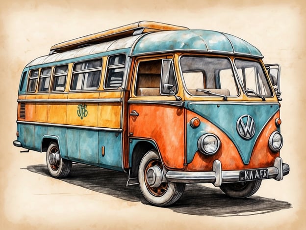 Auf dem Bild ist ein klassischer Volkswagen-Bus zu sehen, der oft mit Retro-Stil und bunten Farben assoziiert wird. Solche Fahrzeuge sind beliebte Optionen für nachhaltige Reisen, da sie häufig umgebaut werden, um als Camper oder Reisemobile zu dienen.Nachhaltige Reisemöglichkeiten mit einem Volkswagen-Bus könnten mehrere Vorteile bieten:1. **Caravanning**: Man kann die Natur erkunden, ohne ständig in Hotels übernachten zu müssen, was die Umweltbelastung durch Übernachtungen reduziert.2. **Selbstversorgen**: Man hat die Möglichkeit, selbst zu kochen und frische, lokale Produkte zu nutzen, was umweltfreundlicher ist als Essen in Restaurants.3. **Flexibilität**: Man kann abseits der ausgetretenen Pfade reisen und weniger touristische, dafür nachhaltigere Destinationen besuchen.4. **Kohlenstoff-Fußabdruck**: Ältere Fahrzeuge können umweltbewusst restauriert und auf alternative Kraftstoffe umgerüstet werden, um den ökologischen Fußabdruck zu verringern.Ein solcher Bus symbolisiert also nicht nur Abenteuer, sondern bietet auch eine Plattform für umweltfreundliches Reisen.