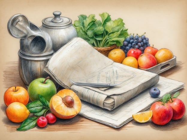 Auf dem Bild sind verschiedene Früchte, darunter Äpfel, Orangen, Trauben und ein Stück Melone, sowie einige küchenausstattungen und ein Blatt Papier zu sehen.Hier sind einige Gesundheitstipps für den Aufenthalt:1. **Vielfältige Ernährung**: Integrieren Sie eine Vielzahl von Obst und Gemüse in Ihre Mahlzeiten, um wichtige Vitamine und Mineralien zu erhalten.2. **Hydration**: Achten Sie darauf, ausreichend Wasser zu trinken, besonders wenn Sie frisches Obst und Gemüse essen.3. **Zubereitung**: Nutzen Sie frische Zutaten, um gesunde Gerichte zu kreieren. Vermeiden Sie übermäßige Verarbeitung und Zuckerzusatz.4. **Snacks**: Greifen Sie auf gesunde Snacks zurück, wie frisches Obst, um Heißhungerattacken zu vermeiden.5. **Bewegung**: Kombinieren Sie Ihre gesunde Ernährung mit regelmäßiger Bewegung, um das Wohlbefinden zu steigern.Achten Sie auf eine ganzheitliche Lebensweise für bessere Gesundheit!