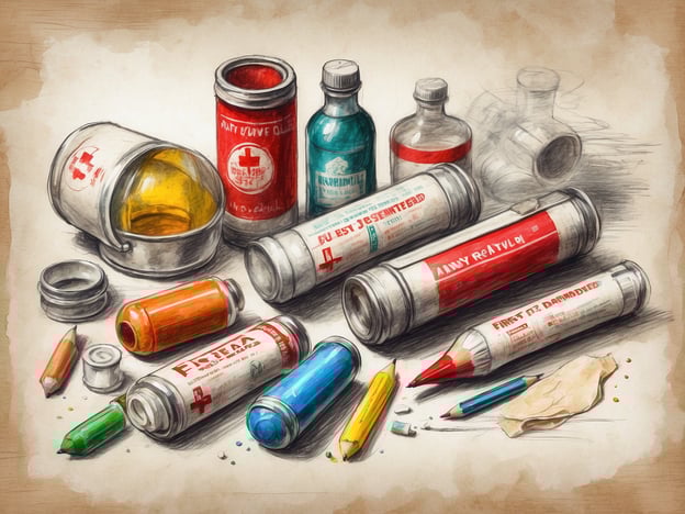 Auf dem Bild sind verschiedene Fläschchen und Behälter zu sehen, die an eine Reiseapotheke erinnern. Für Backpacking ist es wichtig, eine gut ausgestattete Reiseapotheke mitzunehmen. Diese sollte folgende Medikamente und Artikel enthalten:1. **Schmerzmittel** (z.B. Ibuprofen, Paracetamol)2. **Magen-Darm-Medikamente** (z.B. gegen Durchfall oder Übelkeit)3. **Antihistaminika** (z.B. gegen Allergien)4. **Desinfektionsmittel** (z.B. Jodlösung, Desinfektionstücher)5. **Pflaster und Verbände** (für kleinere Verletzungen)6. **Wundsalbe** (z.B. bei Verbrennungen oder Hautirritationen)7. **Sonnenschutzmittel** (z.B. Sonnencreme)8. **Insektenmittel** (zum Schutz vor Mücken und anderen Insekten)9. **Kopfschmerzmittel**10. **Persönliche Medikamente** (z.B. verschreibungspflichtige Medikamente)Es ist wichtig, die Reiseapotheke auf die jeweiligen Reiseziele und persönlichen Bedürfnisse abzustimmen.