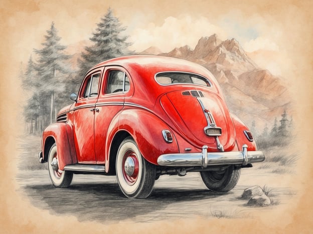 Auf dem Bild ist ein rotes Auto zu sehen, das aus einer früheren Zeit stammen dürfte. Es steht vor einer malerischen Landschaft mit Bergen und Bäumen.Wenn man das Preis-Leistungs-Verhältnis von Oldtimern vergleicht, ist zu beachten, dass Autos wie dieses oft einen höheren emotionalen und nostalgischen Wert besitzen. Gleichzeitig ist der Erhalt und die Instandhaltung solcher Fahrzeuge möglicherweise kostspielig, was in Relation zum Preis des Autos stehen sollte. Bei der Bewertung sollte man auch die Seltenheit und den Zustand des Fahrzeugs berücksichtigen, da diese Faktoren den Gesamtwert beeinflussen können.
