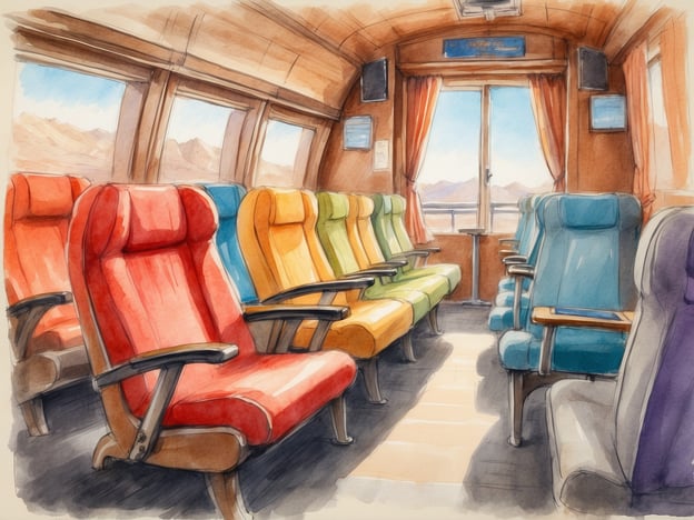 Auf dem Bild sind leere Sitzreihen in einem Bus zu sehen, die in verschiedenen Farben gestaltet sind. Die Fenster bieten einen Blick nach draußen, wodurch eine einladende Atmosphäre entsteht.Hier sind einige Tipps für die perfekte Vorbereitung und Durchführung einer Busreise:1. **Reiseplanung**: Prüfen Sie die Reiseroute und die Abfahrtszeiten im Voraus. Stellen Sie sicher, dass Sie genügend Zeit haben, um zum Busbahnhof zu gelangen.2. **Packen**: Nehmen Sie leichtes Gepäck mit, das einfach zu transportieren ist. Vergessen Sie nicht, Snacks, Wasser und eventuell ein Kissen für mehr Komfort einzupacken.3. **Unterhaltung**: Laden Sie Filme, Musik oder Bücher auf Ihr Gerät herunter, um die Reise zu verschönern. Kopfhörer sind ebenfalls empfehlenswert.4. **Kleidung**: Tragen Sie bequeme Kleidung und bringen Sie eventuell eine Decke oder einen Schal mit, falls es im Bus kühl wird.5. **Gesundheit**: Denken Sie an Medikamente, die Sie eventuell benötigen, und daran, regelmäßig aufzustehen, um sich zu dehnen und die Beine zu bewegen.6. **Einstellungen**: Prüfen Sie, ob der Bus über WLAN oder Steckdosen verfügt, um Ihre Geräte aufzuladen.7. **Höflichkeit**: Seien Sie höflich zu den anderen Fahrgästen und dem Fahrpersonal. Das Schaffen einer angenehmen Atmosphäre macht die Reise für alle angenehmer.Mit diesen Tipps können Sie Ihre Busreise optimal gestalten!