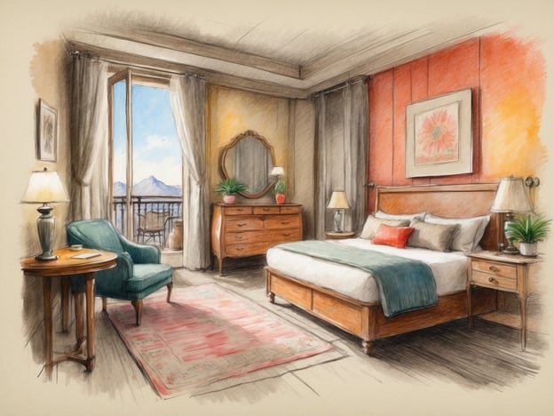 Auf dem Bild ist ein gemütliches Zimmer zu sehen, das gut eingerichtet ist, mit einem Bett, einem Tisch und einem Stuhl sowie einem Fenster mit Aussicht.Hier sind einige Tipps für eine stressfreie Anreise mit dem Hund:1. **Vorbereitung**: Gewöhnen Sie Ihren Hund an die Transportbox und machen Sie einige Testfahrten, damit er sich daran gewöhnt.2. **Pausen einplanen**: Machen Sie regelmäßig Pausen auf langen Fahrten, damit Ihr Hund sich bewegen und seine Bedürfnisse erledigen kann.3. **Wasser und Futter**: Stellen Sie sicher, dass Sie ausreichend Wasser und Snacks für Ihren Hund mitnehmen.4. **Sicherer Platz**: Sichern Sie Ihren Hund im Auto, entweder in einer Transportbox oder mit einem speziellen Hundegurt.5. **Ruhezone schaffen**: Bringen Sie Decken oder Spielsachen mit, die Ihr Hund mag, um ihm eine ruhige Umgebung zu bieten.6. **Tierarztbesuch**: Lassen Sie Ihren Hund vor der Reise von einem Tierarzt durchchecken, insbesondere wenn Sie in neue Regionen reisen.7. **Identifikation**: Achten Sie darauf, dass Ihr Hund einen Mikrochip hat und tragen Sie ein Halsband mit Ihrer Kontaktdaten.Diese Tipps helfen Ihnen, die Reise angenehmer für Sie und Ihren Hund zu gestalten!