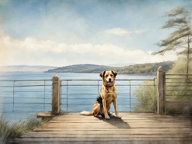 Auf dem Bild ist ein Hund zu sehen, der auf einem Holzsteg steht, der an einem Gewässer liegt. Die Umgebung ist naturnah und friedlich, mit Bäumen und Hügeln im Hintergrund.Ein eingezäuntes Grundstück am Wasser bietet viele Vorteile für den Urlaub mit Hund:1. **Sicherheit**: Ein Zaun verhindert, dass der Hund unbeaufsichtigt ins Wasser springt oder in gefährliche Bereiche läuft.2. **Freiheit und Entspannung**: Hunde können sich frei bewegen, ohne dass die Halter ständig besorgt sein müssen, dass sie weglaufen oder in gefährliche Situationen geraten.3. **Direkter Zugang zum Wasser**: Der Hund kann planschen oder schwimmen, was besonders im Sommer für Spaß und Abkühlung sorgt.4. **Genuss der Natur**: Ein eingezäuntes Grundstück ermöglicht eine ungestörte Zeit in der Natur, ideal für entspannte Urlaubstage mit dem Vierbeiner.5. **Platz für Spiel und Bewegung**: Genügend Platz zum Spielen und Herumtollen trägt zur körperlichen Fitness des Hundes bei.Insgesamt sorgt ein eingezäuntes Grundstück am Wasser dafür, dass sowohl Hund als auch Halter ihren Urlaub stressfrei genießen können.