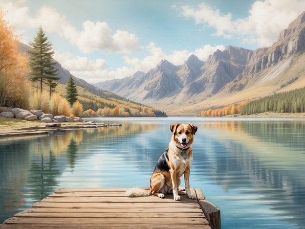 Auf dem Bild ist ein Hund zu sehen, der auf einem Holzsteg vor einem malerischen See sitzt, umgeben von Bergen und buntem Herbstlaub. Dies erinnert an einige der besten Seen für einen Urlaub mit Hund. Zum Beispiel:1. **Bodensee**: Ideal für lange Spaziergänge und Wasseraktivitäten.2. **Schluchsee**: Eine hundefreundliche Umgebung mit Wanderwegen und Bademöglichkeiten.3. **Tegernsee**: Wunderschöne Landschaften, die sowohl für Mensch als auch für Tier attraktiv sind.Solche Orte bieten eine tolle Kulisse für einen entspannten Urlaub mit dem vierbeinigen Freund.