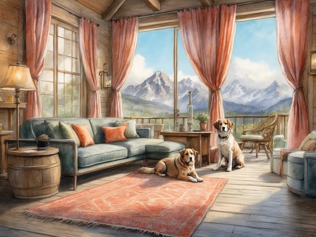 Auf dem Bild ist eine gemütliche, rustikale Wohnstube zu sehen, in der zwei Hunde liegen. Die große Fensterfront bietet einen atemberaubenden Blick auf die Berge und sorgt für helles, einladendes Licht im Raum. Der Raum ist behaglich eingerichtet mit einem Sofa, einem Tisch und einem Teppich.Hier sind einige Tipps für einen entspannten Urlaub mit Hund:1. **Geeignete Unterkunft**: Wählen Sie eine hundefreundliche Unterkunft, die genügend Platz für Ihren Vierbeiner bietet.2. **Packliste erstellen**: Vergessen Sie nicht, alles Notwendige für Ihren Hund einzupacken – Futter, Wasserbehälter, Leine, Spielzeug und eventuell eine Decke.3. **Tägliche Aktivitäten planen**: Integrieren Sie Hundeausflüge in Ihre täglichen Pläne, wie Spaziergänge in der Natur oder Besuche von hundefreundlichen Stränden.4. **Ruhezeiten beachten**: Achten Sie darauf, dass Ihr Hund genug Ruhepausen hat, besonders nach aufregenden Aktivitäten.5. **Hundefreundliche Restaurants finden**: Recherchieren Sie im Voraus, wo Sie mit Ihrem Hund essen können, um die Mahlzeiten entspannt zu gestalten.Mit diesen Tipps können Sie und Ihr Hund einen entspannten und angenehmen Urlaub genießen!