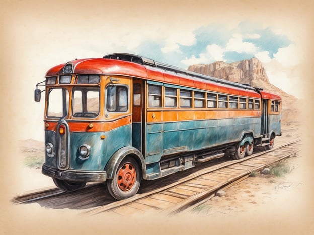 Auf dem Bild ist ein alter Bus zu sehen, der auf einer Schiene steht. Solch ein Bus könnte für spannende Landausflüge genutzt werden.Aktivitäten, die man damit unternehmen könnte, sind:1. **Entdeckungstouren**: Eine Rundfahrt durch malerische Landschaften, vielleicht in einem Nationalpark oder einer historischen Region.2. **Sightseeing**: Besuche von Sehenswürdigkeiten, während man den Komfort und den Charme eines klassischen Busses genießt.3. **Picnic-Stopp**: Anhalten an idyllischen Plätzen für ein Picknick in der Natur.4. **Interaktive Touren**: Themenfahrten, bei denen man mehr über die Geschichte der Region erfährt.Solche Landausflüge bieten eine einzigartige Art, die Umgebung zu erkunden und gleichzeitig die Atmosphäre vergangener Zeiten zu erleben.