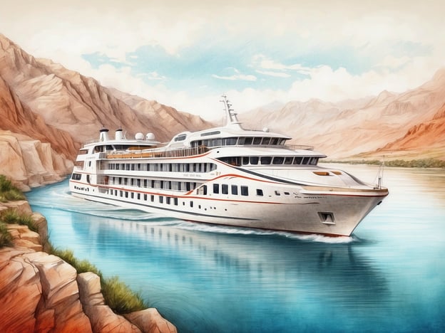 Auf dem Bild ist ein Kreuzfahrtschiff zu sehen, das die A-ROSA BRAVA darstellt. Dieses Schiff ist bekannt für seine modernen Annehmlichkeiten und eleganten Linien. Die A-ROSA BRAVA fährt häufig auf malerischen Flüssen und bietet ihren Gästen eine komfortable und entspannte Möglichkeit, verschiedene Landschaften zu erkunden.Mit großzügigen Kabinen, einem Wellnessbereich und abwechslungsreichen Gastronomie-Angeboten sorgt das Schiff dafür, dass Reisende entspannende Urlaubserlebnisse genießen können. Die Route umfasst oft kulturelle Highlights und Ausflüge zu verschiedenen Städten, was die Reise abwechslungsreich gestaltet.