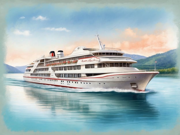 Auf dem Bild ist ein Kreuzfahrtschiff zu sehen, das anmutig auf ruhigem Wasser fährt. Es hat mehrere Decks, ein elegantes Design und scheint sich durch eine malerische Landschaft zu bewegen.Die A-ROSA BELLA ist ein bekanntes Flusskreuzfahrtschiff und bietet seinen Gästen luxuriöse Annehmlichkeiten und komfortable Kabinen. Die Atmosphäre an Bord ist entspannt, und es gibt zahlreiche Freizeitmöglichkeiten wie Wellnessbereiche, Restaurants und Unterhaltungsangebote. Die Route führt oft durch malerische Regionen, wodurch die Passagiere verschiedene kulturelle Highlights erleben können.