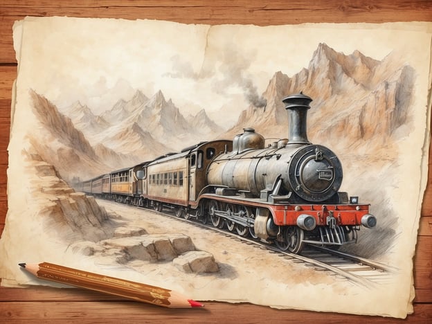 Auf dem Bild ist eine detaillierte Zeichnung einer Dampflok zu sehen, die durch eine bergige Landschaft fährt. Die Lokomotive hat charakteristische Merkmale einer historischen Dampfbahn und wird von einem Zug begleitet, der auf Schienen verläuft.
Für einen gelungenen Roadtrip hier einige Tipps:
1. **Route planen**: Informiere dich im Voraus über interessante Haltepunkte und Sehenswürdigkeiten entlang der Strecke.
2. **Sicherheitsvorkehrungen treffen**: Stelle sicher, dass das Fahrzeug in gutem Zustand ist. Überprüfe die Reifen, das Öl und die Bremsen.
3. **Unterhaltung**: Bereite Musik-Playlisten oder Hörbücher vor, um die Fahrt abwechslungsreich zu gestalten.
4. **Snacks und Getränke**: Packe gesunde Snacks und ausreichend Wasser ein, um während der Fahrt gut versorgt zu sein.
5. **Flexibilität**: Sei bereit, spontane Stopps einzulegen, wenn du interessante Orte entdeckst.
6. **Karten und Navigation**: Halte eine physische Karte bereit, falls das GPS versagt, und lade die Adresse der Unterkunft im Voraus herunter.
7. **Reisebegleiter**: Wenn möglich, teile die Fahrt mit Freunden oder Familie, um die Zeit gemeinsam zu genießen und abwechselnd zu fahren.
Mit diesen Tipps steht einem unvergesslichen Roadtrip nichts im Wege!