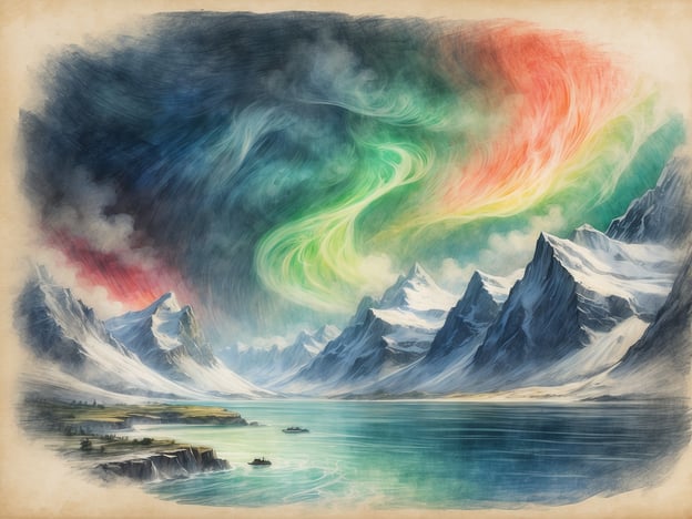 Auf dem Bild ist eine beeindruckende Landschaft mit schneebedeckten Bergen und einem schimmernden Gewässer zu sehen, unter einem Himmel, der von auroraähnlichen Lichtern in bunten Farben erleuchtet wird. Diese Szenerie erinnert an einige der spektakulärsten Sehenswürdigkeiten, die man auf einem Roadtrip durch Skandinavien erleben kann.
1. **Nordlichter in Tromsø, Norwegen** – Ein perfekter Ort, um die zauberhaften Nordlichter zu beobachten.
2. **Die Lofoten-Inseln, Norwegen** – Berühmt für ihre dramatische Landschaft mit Bergen und Fjorden, ideal für Outdoor-Aktivitäten.
3. **Geirangerfjord, Norwegen** – Ein UNESCO-Weltkulturerbe, bekannt für seine atemberaubenden Wasserfälle und steilen Klippen.
4. **Stockholm, Schweden** – Eine wunderschöne Stadt auf 14 Inseln, die eine reiche Geschichte und Kultur bietet.
5. **Lappland, Schweden/Finnland** – Ein großartiger Ort, um die unberührte Natur und die Sami-Kultur zu erleben.
Diese Orte bieten unvergessliche Erlebnisse und spektakuläre Ausblicke, die das Bild perfekt widerspiegeln.