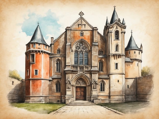 Auf dem Bild ist ein historisches Gebäude zu sehen, das durch seine markanten Türme und die beeindruckende Architektur hervorsticht. Es erinnert an die gotischen und neogotischen Stile, die häufig in historischen Stadtanlagen zu finden sind. Die Verwendung von roten und gelben Ziegelsteinen, kombiniert mit den filigranen Fenstern, verleiht dem Bauwerk eine besondere Eleganz.In der Geschichte des Pulverturms wird oft auf die Bedeutung solcher Bauwerke verwiesen, da sie nicht nur als Verteidigungsanlagen dienten, sondern auch als prestigeträchtige Symbole der Macht und des Einflusses ihrer Zeit. Diese Türme waren strategisch platziert und boten sowohl Schutz als auch einen Blick auf die Umgebung. So stellt das gezeigte Gebäude eine Verbindung zur reichen Geschichte und den architektonischen Traditionen dar, die mit dem Pulverturm in Verbindung stehen.