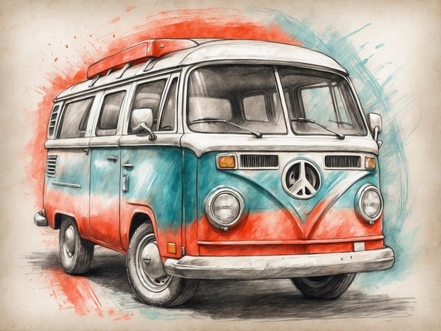 Auf dem Bild ist ein stilisierter VW-Bus zu sehen, der in leuchtenden Farben bemalt ist.Eine Reisehaftpflichtversicherung ist wichtig, weil sie im Falle von Schäden oder Verletzungen, die während der Reise verursacht werden, finanziellen Schutz bietet. Sie deckt möglicherweise Ansprüche Dritter ab und hilft, hohe Kosten zu vermeiden, die im Notfall entstehen können. Besonders im Ausland können solche Kosten schnell sehr hoch werden.