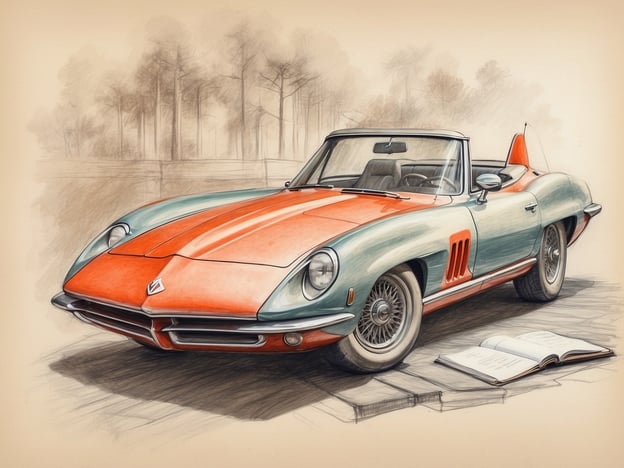 Auf dem Bild ist ein stylischer Sportwagen zu sehen, der mit einer auffälligen Farbkombination in Orange und Blau gestaltet ist. Neben dem Auto liegt ein offen aufgeschlagenes Buch, was auf eine entspannte Atmosphäre hinweisen könnte.Für einen stressfreien Urlaub hier einige Tipps:1. **Planung**: Erstelle eine grobe Reiseroute, aber lasse auch ausreichend Spielraum für spontane Aktivitäten.2. **Offene Einstellung**: Sei bereit für unerwartete Erlebnisse und Veränderungen in deinen Plänen.3. **Digital Detox**: Reduziere die Bildschirmzeit, um die Zeit vor Ort besser genießen zu können.4. **Pausen**: Plane regelmäßige Pausen ein, um neue Energie zu tanken.5. **Packliste**: Erstelle eine Packliste, um sicherzustellen, dass du alles Wesentliche dabei hast, ohne Übergewicht zu riskieren.Viel Spaß im Urlaub!