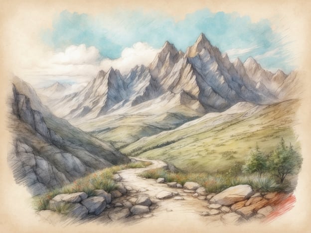 Auf dem Bild ist eine wunderschöne Berglandschaft mit majestätischen Gipfeln, sanften Hügellandschaften und einem gewundenen Pfad zu sehen, der durch die Natur führt. Diese Szenerie erinnert an die atemberaubenden Wandermöglichkeiten auf São Nicolau, einer der Kapverdischen Inseln.Auf São Nicolau gibt es zahlreiche Wanderwege, die durch malerische Landschaften führen. Beliebte Routen sind:1. **Rota das Verdades** – Diese Strecke bietet herrliche Ausblicke auf die Berge und Täler der Insel.2. **Monte Gordo** – Eine anspruchsvolle Wanderung, die mit einer spektakulären Aussicht auf die Umgebung belohnt wird.3. **Achada Fazenda** – Ein entspannter Weg, ideal für Naturliebhaber, die die Flora und Fauna der Insel erkunden möchten.Wanderungen auf São Nicolau ermöglichen es, die unberührte Natur und die atemberaubenden Ausblicke zu genießen, ähnlich wie auf dem gezeigten Bild.