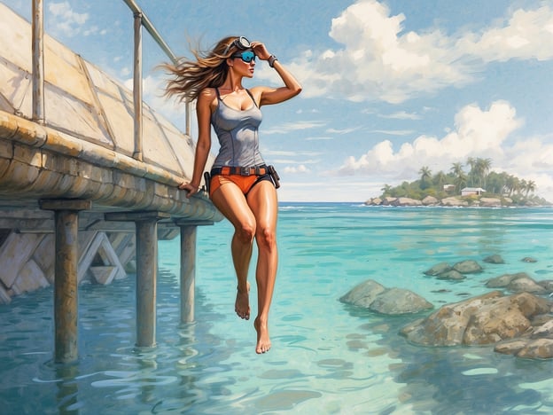 Auf dem Bild sieht man eine Frau, die auf einem Steg sitzt und ins Wasser blickt. Die Umgebung ist tropisch, mit klarem, hellblauem Wasser und einer kleinen, bewaldeten Insel im Hintergrund.Auf Viligili gibt es viele Aktivitäten und Erholungsmöglichkeiten, die perfekt zu dieser Szene passen. Man kann zum Beispiel:1. **Schnorcheln**: Die Unterwasserwelt erkunden und bunte Fische beobachten.2. **Schwimmen**: Im klaren Wasser entspannen oder sich sportlich betätigen.3. **Kayak fahren**: Die Küste entlang paddeln und versteckte Buchten entdecken.4. **Strandspaziergänge**: An den wunderschönen Stränden entlang laufen und die Natur genießen.5. **Wellnessangebote**: Sich in einem Spa verwöhnen lassen und entspannende Massagen genießen.Diese Aktivitäten machen den Aufenthalt auf Viligili besonders angenehm und unvergesslich!
