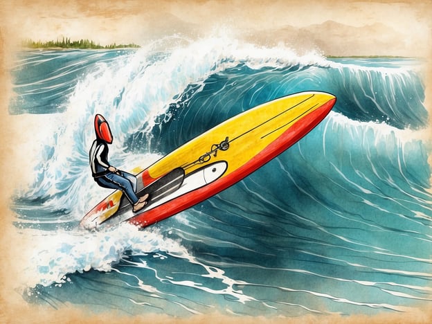 Auf dem Bild ist ein Surfer zu sehen, der auf einer Welle reitet. Die Szene vermittelt ein Gefühl von Energie und Dynamik, das eng mit dem Surfen verbunden ist.Die Eisbachwelle in München hat eine besondere Bedeutung für die Stadt. Sie ist ein beliebter Ort für Surfer und zieht sowohl Einheimische als auch Touristen an. Die Welle ermöglicht es, ganzjährig inmitten der Stadt zu surfen, was in einer Stadt ohne Zugang zum Meer außergewöhnlich ist. Dies schafft eine einzigartige Subkultur des Urban Surfing und trägt zur Lebendigkeit der Münchener Freizeitkultur bei. Zudem symbolisiert die Eisbachwelle den kreativen Umgang mit urbanem Raum und verbindet Naturerlebnis mit städtischem Leben.