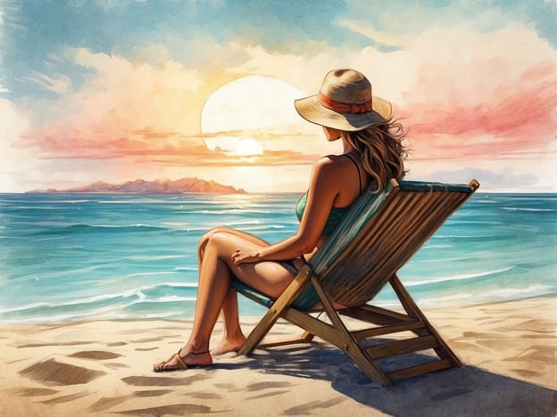 Auf dem Bild ist eine Person zu sehen, die entspannt auf einem Liegestuhl am Strand sitzt und den Sonnenuntergang betrachtet. Diese Szene erinnert an Aktivitäten auf Holiday Island, wie zum Beispiel:1. **Sonnenbaden**: Genießen Sie die warmen Sonnenstrahlen am Strand.2. **Schwimmen im Meer**: Abkühlen im klaren Wasser der tropischen Buchten.3. **Strandspaziergänge**: Die wunderschöne Küstenlinie entlang schlendern und die Aussicht genießen.4. **Abendliche Cocktails**: Entspannen mit einem Drink in der Hand, während die Sonne untergeht.5. **Wassersport**: Aktivitäten wie Stand-Up-Paddling oder Kajakfahren in der spektakulären Umgebung.Diese Aktivitäten machen die Zeit auf Holiday Island unvergesslich!