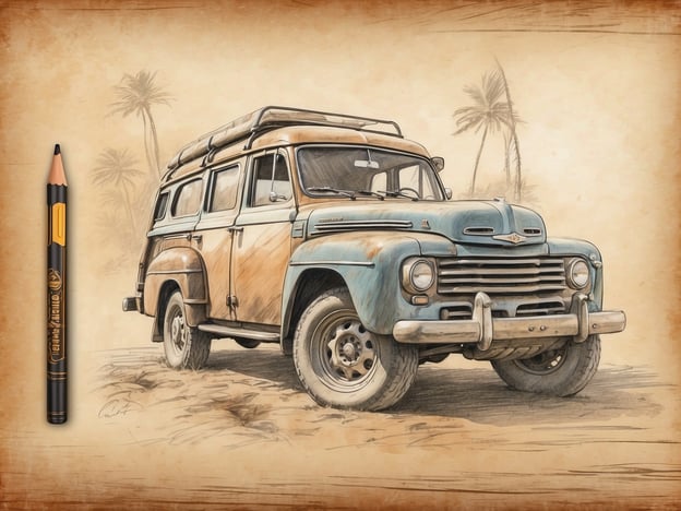 Auf dem Bild ist ein gezeichneter, alter Geländewagen zu sehen, umgeben von einer Wüstenlandschaft mit Palmen. Solche Bilder wecken oft die Fantasie und können an verlassene Orte erinnern.
Wenn du verlassene Orte besuchen möchtest, hier einige Tipps:
1. **Recherchieren**: Informiere dich vorher über den Ort und seine Geschichte, um sicherzustellen, dass es legal ist, ihn zu besuchen.
2. **Sicherheit zuerst**: Trage festes Schuhwerk und achte auf deine Umgebung. Manche Orte können gefährlich sein.
3. **Ausrüstung**: Bring eine Taschenlampe und eine Erste-Hilfe-Ausrüstung mit, falls du in dunklere Bereiche gehst.
4. **Kamera mitnehmen**: Halte die Erlebnisse fest, aber respektiere den Ort und hinterlasse keinen Müll.
5. **Permanente Erlaubnis**: Wenn möglich, hole dir Erlaubnis von den Besitzern oder den zuständigen Behörden.
6. **Begleitung**: Gehe nicht alleine, sondern nimm einen Freund mit, um sicherzustellen, dass Hilfe in der Nähe ist, falls etwas passiert.
Viel Spaß beim Entdecken!
