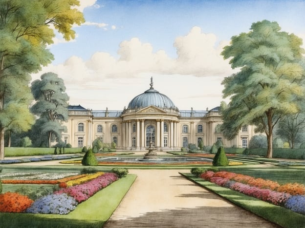 Auf dem Bild ist ein prächtiger botanischer Garten zu sehen, der von eleganten Bauten und blühenden Pflanzen umgeben ist. Solche Gärten haben eine lange Geschichte, die bis in die Antike zurückreicht, als sie vor allem zur kultivierten Pflanzenzucht und zu wissenschaftlichen Zwecken angelegt wurden.Im Laufe der Jahrhunderte wurden botanische Gärten zunehmend auch als Orte der Erholung und Bildung genutzt. Sie beherbergen eine Vielzahl von Pflanzenarten aus verschiedenen Regionen der Welt und dienen oft der Forschung und dem Schutz bedrohter Pflanzen.Die dargestellte Architektur, mit ihrer majestätischen Kuppel und den großzügigen Fenstern, erinnert an die historischen Gewächshäuser, die den Besuchern einen Einblick in exotische Pflanzenwelten bieten. Solch ein Garten ist nicht nur ein Augenschmaus, sondern auch ein Ort des Wissens und der botanischen Forschung, der einen bedeutenden Beitrag zum Erhalt der Pflanzenvielfalt leistet.